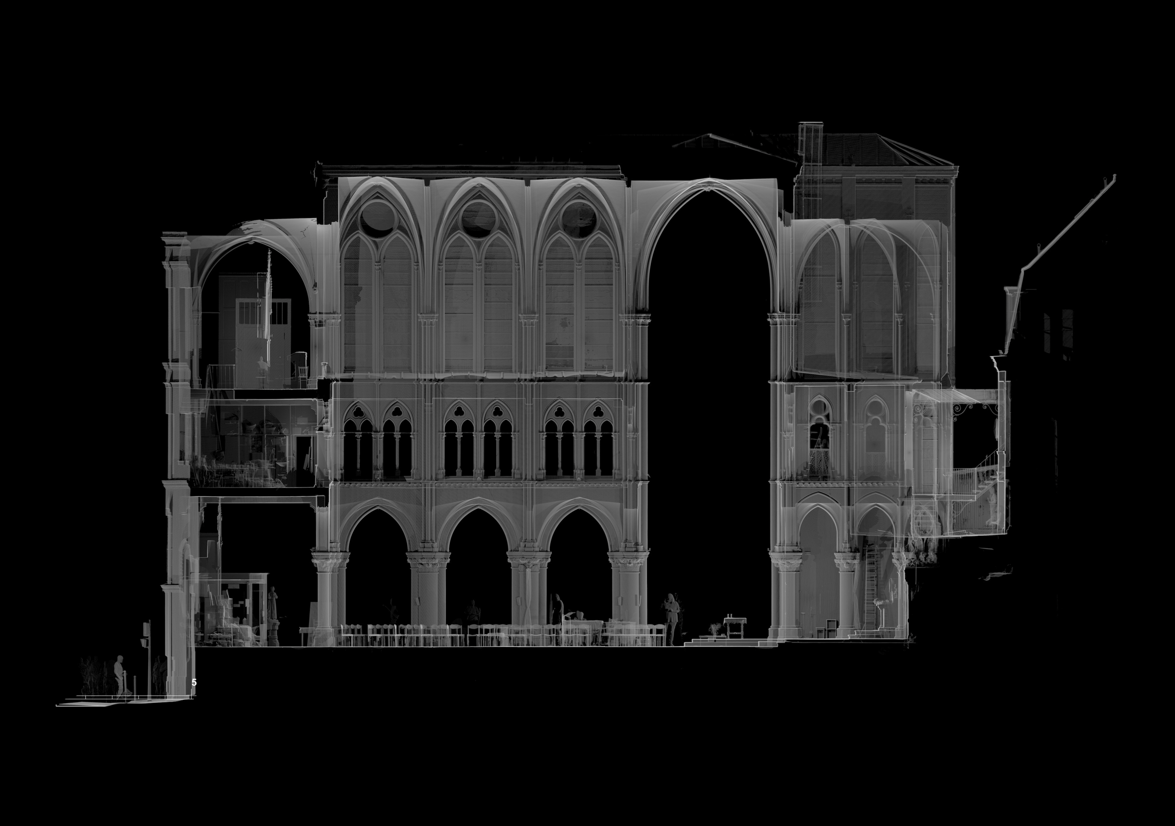 Orthoimage de l'église Notre Dame des Anges à Paris réalisé par Atelier Sauvegarde